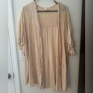 Beige Bohemian Kimono Cardigan